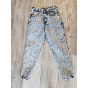 Vintage 80s Chic Acid Wash Blue Demin High Rise Mom Jeans Size 10 P Tapered Leg